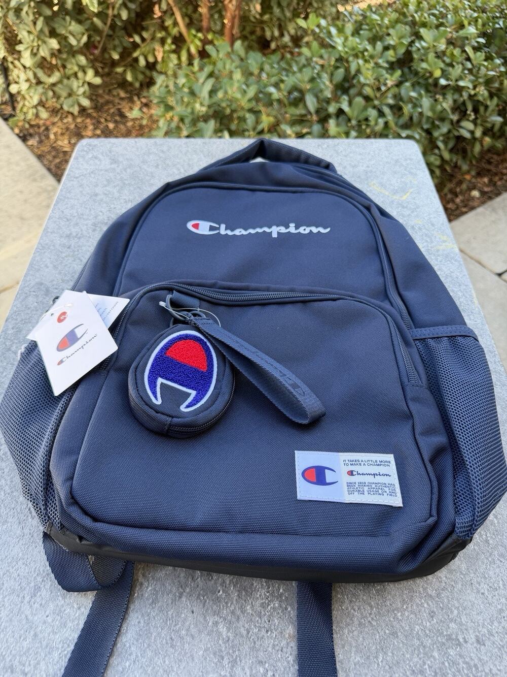 Champion 18 Theory Backpack Navy Blue Laptop Sleeve Padded Straps School Travel
